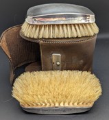 Pair Of Silver Brush's In Leather Case